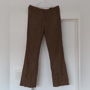 Women's Elegant Brown Checkered Trousers WOOL